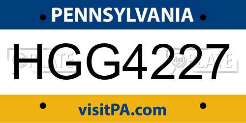 HGG4227 Pennsylvania License Plate