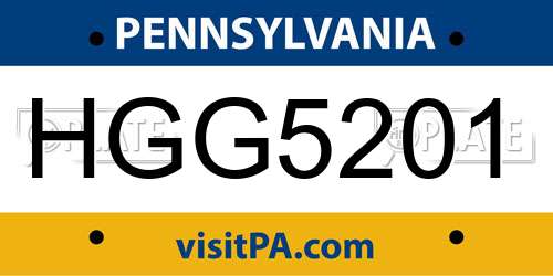 HGG5201 Pennsylvania License Plate