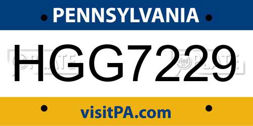 HGG7229 Pennsylvania License Plate