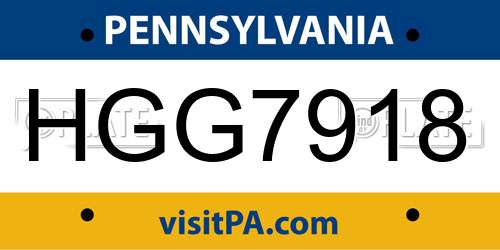 HGG7918 Pennsylvania License Plate