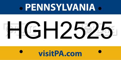 HGH2525 Pennsylvania License Plate