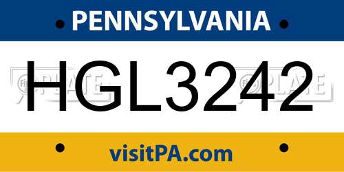 HGL3242 Pennsylvania License Plate