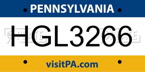 HGL3266 Pennsylvania License Plate