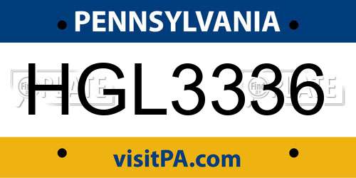 HGL3336 Pennsylvania License Plate