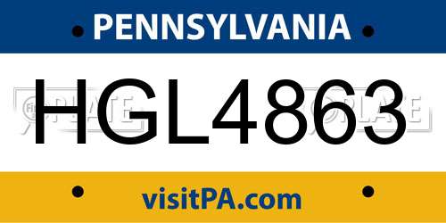 HGL4863 Pennsylvania License Plate