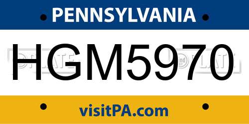 HGM5970 Pennsylvania License Plate