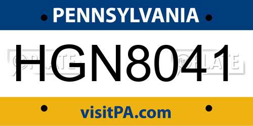 HGN8041 Pennsylvania License Plate