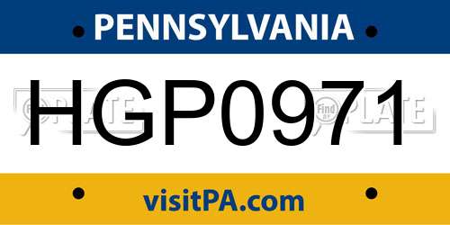 HGP0971 Pennsylvania License Plate