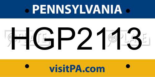 HGP2113 Pennsylvania License Plate