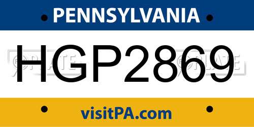 HGP2869 Pennsylvania License Plate