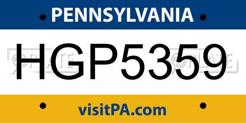 HGP5359 Pennsylvania License Plate