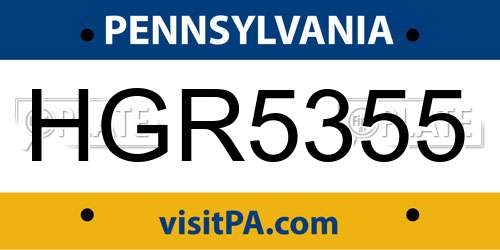 HGR5355 Pennsylvania License Plate