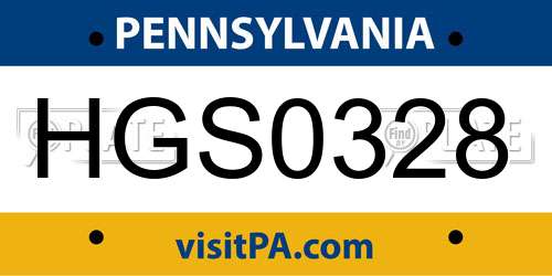 HGS0328 Pennsylvania License Plate