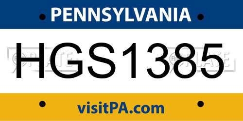 HGS1385 Pennsylvania License Plate