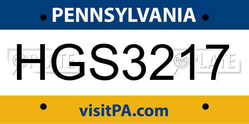 HGS3217 Pennsylvania License Plate