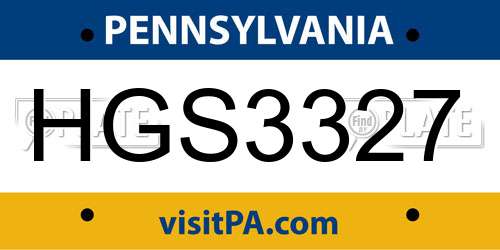 HGS3327 Pennsylvania License Plate