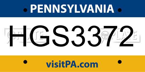 HGS3372 Pennsylvania License Plate