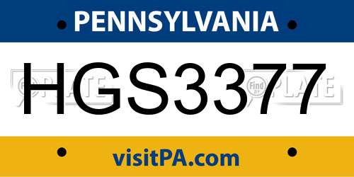 HGS3377 Pennsylvania License Plate