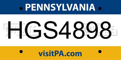 HGS4898 Pennsylvania License Plate