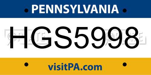 HGS5998 Pennsylvania License Plate