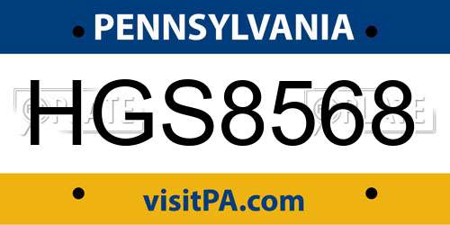 HGS8568 Pennsylvania License Plate