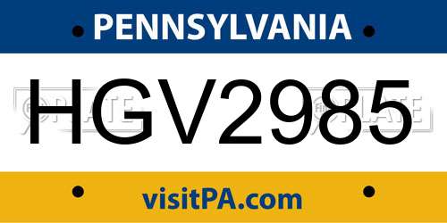 HGV2985 Pennsylvania License Plate