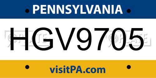 HGV9705 Pennsylvania License Plate