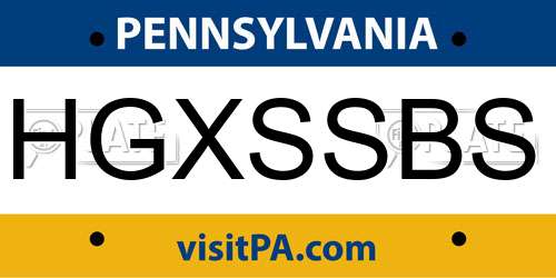 HGXSSBS Pennsylvania License Plate