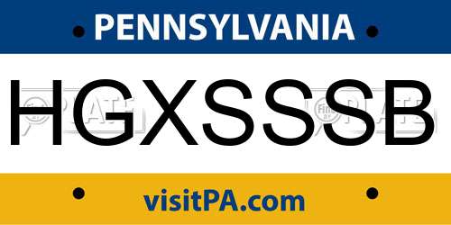 HGXSSSB Pennsylvania License Plate