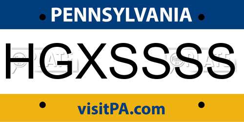 HGXSSSS Pennsylvania License Plate