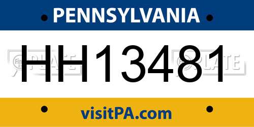 HH13481 Pennsylvania License Plate