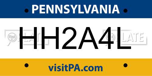 HH2A4L Pennsylvania License Plate