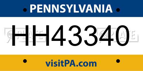 HH43340 Pennsylvania License Plate