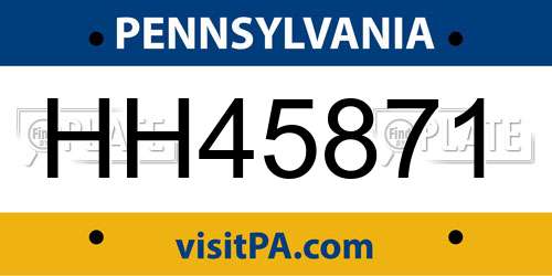 HH45871 Pennsylvania License Plate