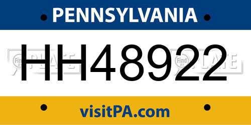 HH48922 Pennsylvania License Plate