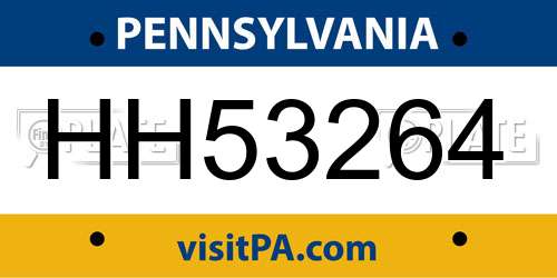 HH53264 Pennsylvania License Plate