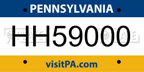 HH59000 Pennsylvania License Plate
