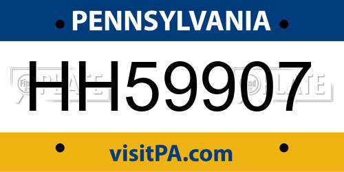HH59907 Pennsylvania License Plate