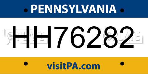 HH76282 Pennsylvania License Plate