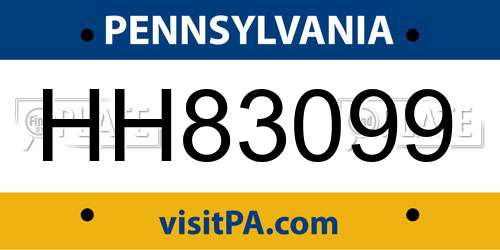 HH83099 Pennsylvania License Plate