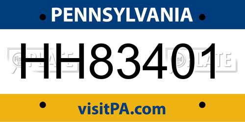 HH83401 Pennsylvania License Plate