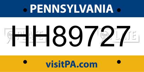 HH89727 Pennsylvania License Plate