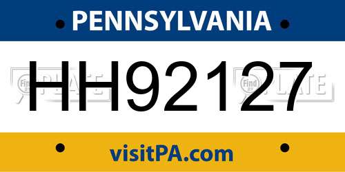 HH92127 Pennsylvania License Plate
