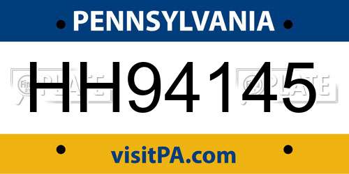 HH94145 Pennsylvania License Plate