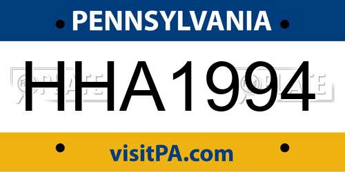 HHA1994 Pennsylvania License Plate