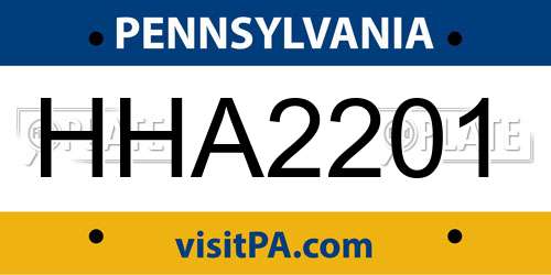HHA2201 Pennsylvania License Plate