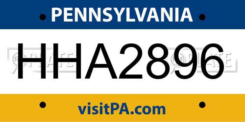 HHA2896 Pennsylvania License Plate