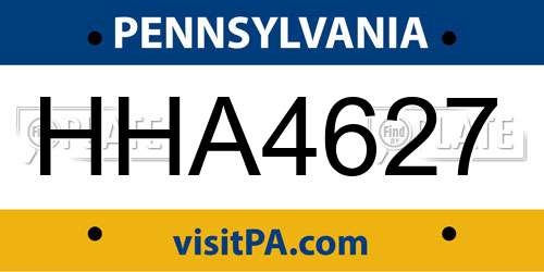 HHA4627 Pennsylvania License Plate