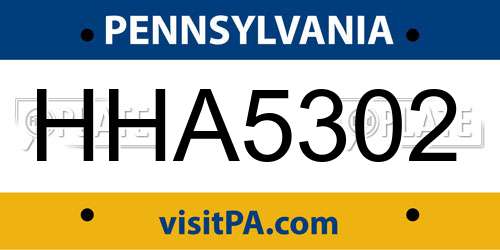 HHA5302 Pennsylvania License Plate