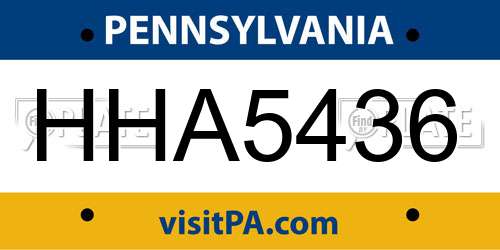 HHA5436 Pennsylvania License Plate